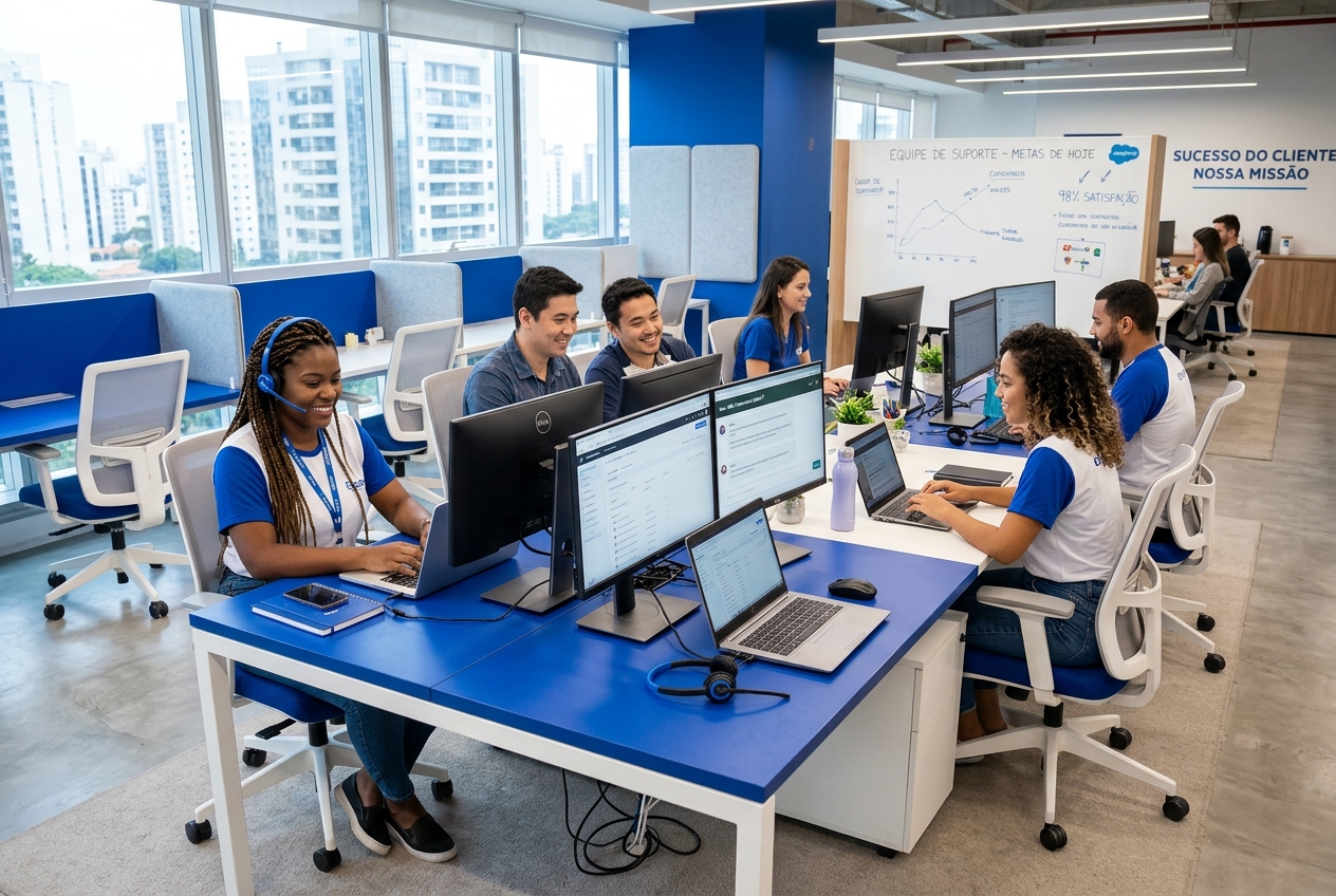 Equipe de atendimento conectada ao mesmo WhatsApp
